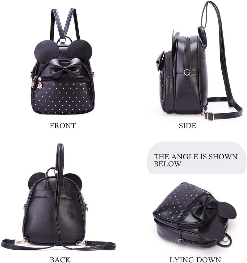 KL928 Girls Mini Backpack Bowknot Polka Dot Cute Small Daypacks Convertible Shoulder Bag Purse for Women - Image 4